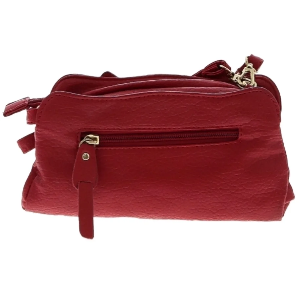 Red Leather Crossbody‎ with Bow Detail